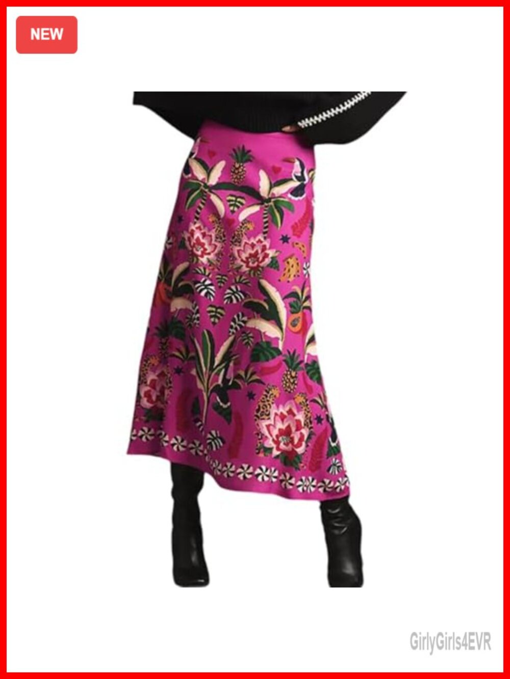 Womens Midi Skirt Polyester Satin High Waist A-Line Floral Print